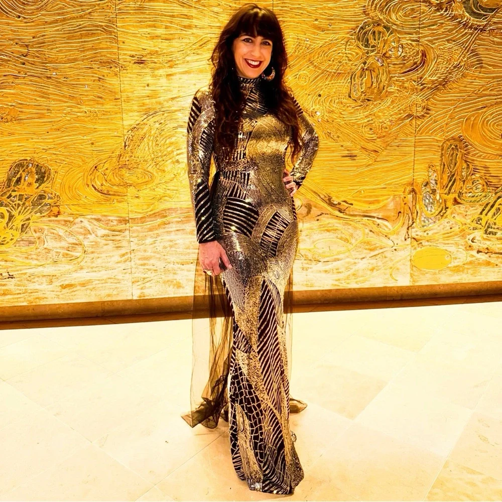 Silver Sequin Gown Worn Once to the Golden Globes! - Picture 3 of 9